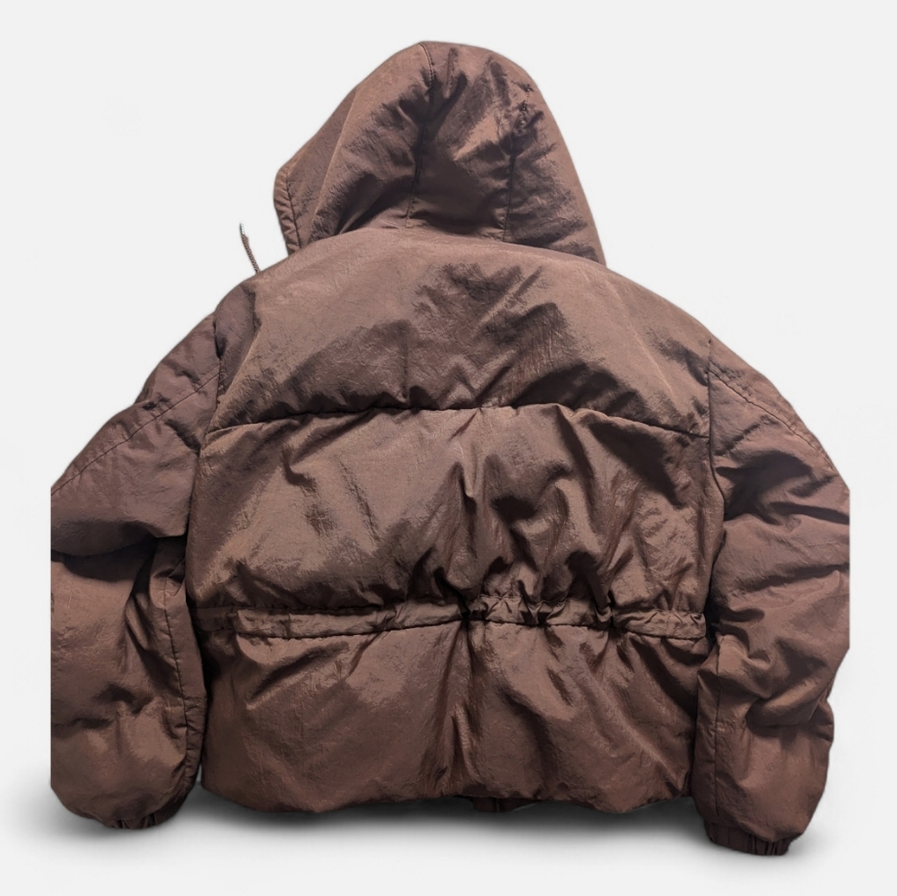 SOLD Uniqlo U Brown Women's Winter Hooded Puffer Jacket Size L - Picture 3 of 10